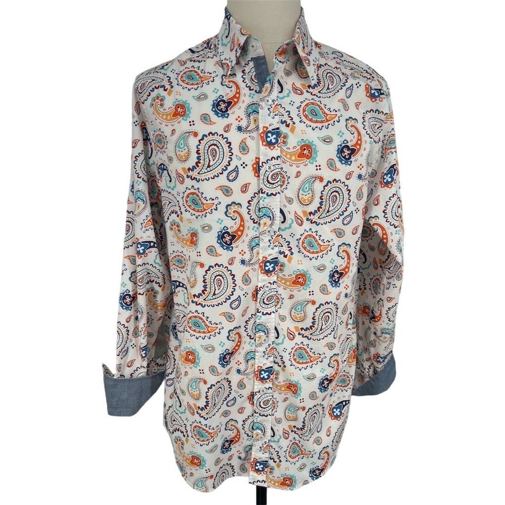 NEW Cremieux Premium Men's Big & Tall Paisley LS Shirt LARGE Button Down